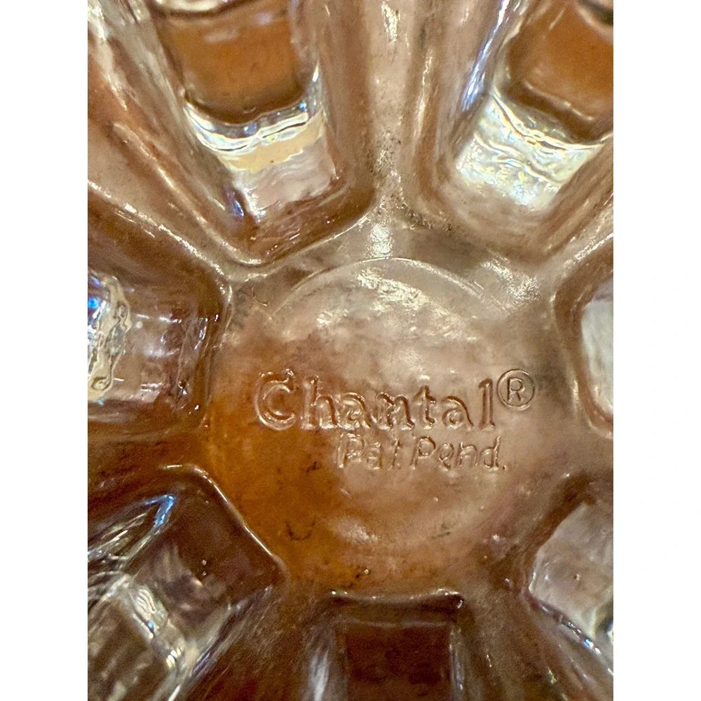 Chantal Glass Trivet Candle Holder  6in Clear Excellent Brutalist Ice Glass